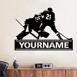 Custom Hockey Sign, Custom Name Hockey Metal Sign, Ice Hockey Wall Decor, Ice Hockey Jersey Art, Hockey Decor, Hockey Gifts For Boys Bedroom