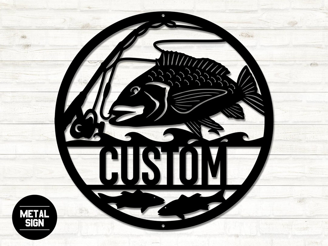 Custom Fishing Sign, Bass Sign, Fish Metal Name Sign, Bass Fishing Sign ...