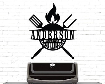Custom BBQ Sign, Personalized Metal Wall Decor, BBQ Wall Decor, Custom Name BBQ Sign, Bbq Gifts, Bbq Metal Sign, Barbecue Sign, Grill Gifts
