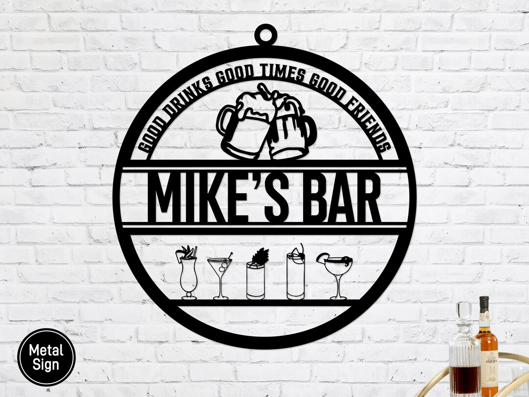 Personalized Home Bar Sign, Custom Bar Sign, Bar Metal Wall Art, Home