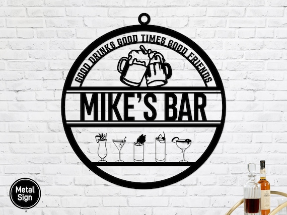 Personalized Home Bar Sign, Custom Bar Sign, Bar Metal Wall Art, Home Bar Wall Art, Personalized Bar Sign, Bar Metal Art, Dad Home Bar Gifts