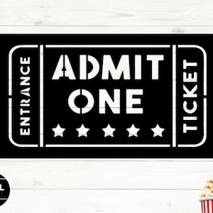 Admit One Movie Ticket, Movie Theater Sign, Metal Movie Ticket Sign, Admit One Sign, Home Theater Gifts, Metal Wall Art, Home Theater Art