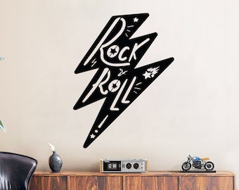 Rock N Roll Wall Art, Metal Rock and Roll Decor, Rock and Roll Sign, Rock Metal Sign, Rock Music Gift, Band Gifts, Rock Music Wall Art Steel