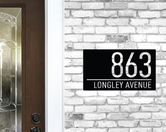 Metal House Number Sign Plaque Horizontal, Modern Address Sign Art, Metal Address Sign, Metal Address Sign, Address Numbers, Address Plaque