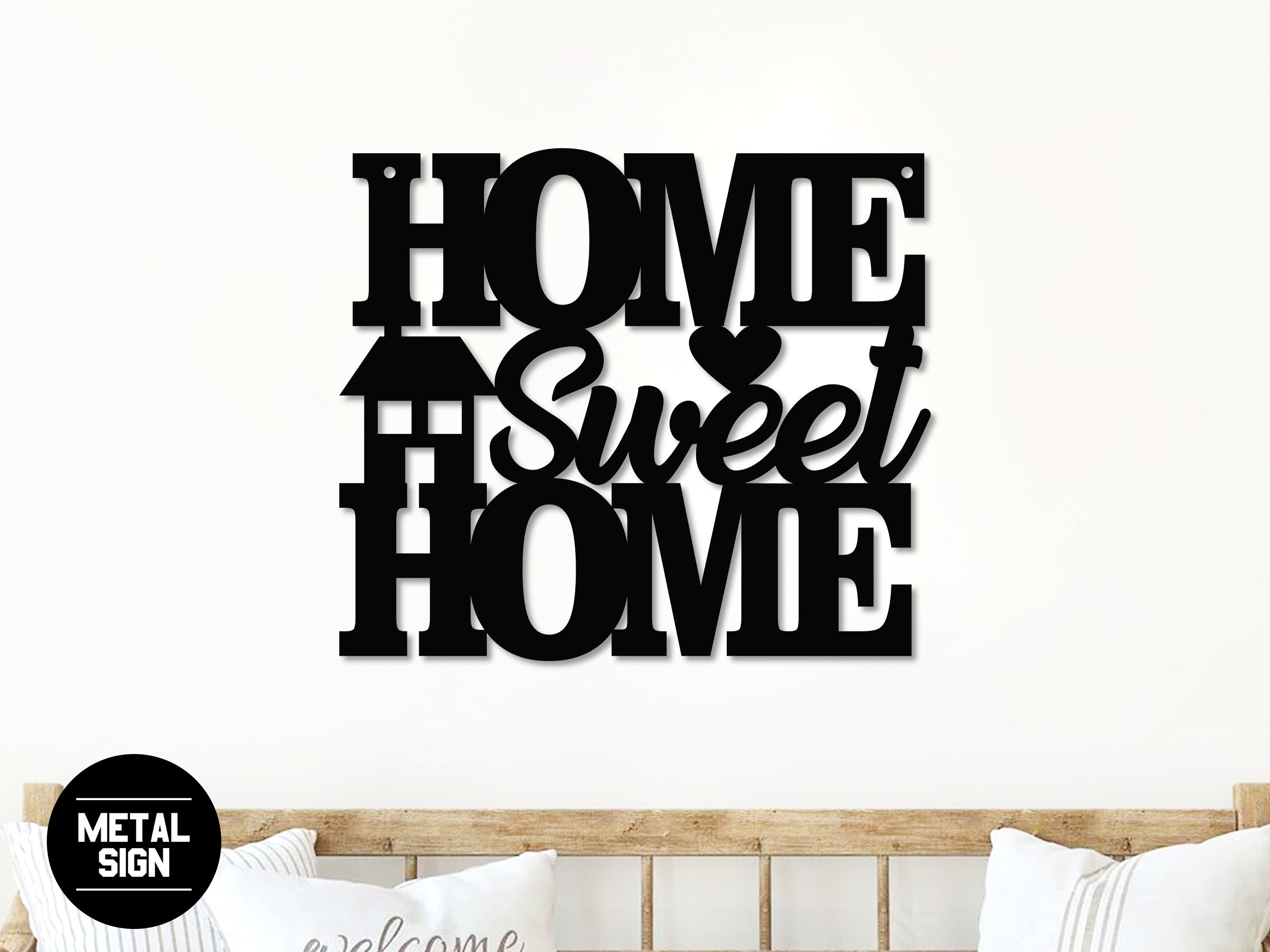Home Sweet Home Sign Metal, Rustic Farmhouse Metal Wall Art, Entryway ...