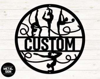 Letrero de metal personalizado de gimnasia, decoración de pared de gimnasta, letrero de gimnasia para niña, letrero de habitación con nombre personalizado, regalo para hija, regalo para novia