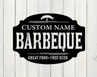 Personalized BBQ Metal Sign, Outdoor Wall Decor, Backyard Metal Wall Decor, BBQ Decor, Custom BBQ Sign, Custom Grill Gift, Dad Barbecue Sign