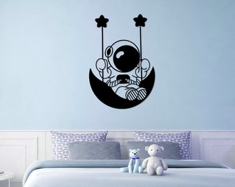 Astronaut Metal Sign, Space Boys Room Nursery Wall Art, Rocket Metal Sign, Moon Kids Room Sign, Astronaut Wall Art, Outer Space Nursery Sign