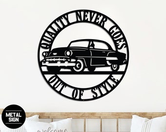 Letrero de coche clásico, letrero de coche de metal, letreros de coche para garaje, letrero de coche antiguo, Muscle Car, letrero de metal para garaje, letrero de cueva de hombre, regalo de mecánico, papá