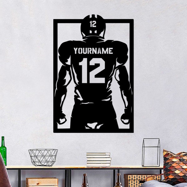 Personalized Custom Football Sign, Metal Football Wall Art, Custom Name Football Sign Metal, Football Player Decor, Football Gifts, Bedroom