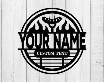 Personalized BBQ Sign, Outdoor Wall Decor, Backyard Metal Wall Decor, BBQ Wall Decor, Custom BBQ Sign, Custom Grill Gifts, Dad Barbecue Sign