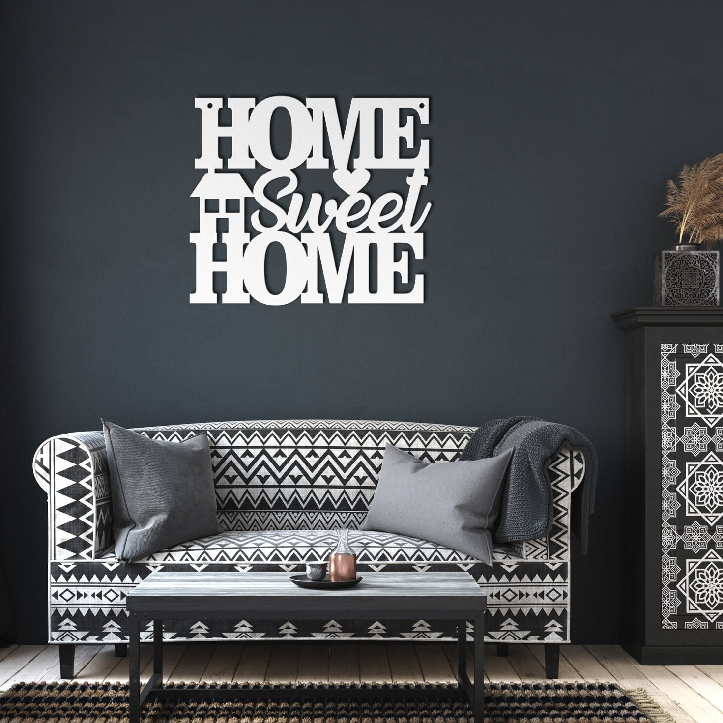 Home Sweet Home Sign Metal, Rustic Farmhouse Metal Wall Art, Entryway ...