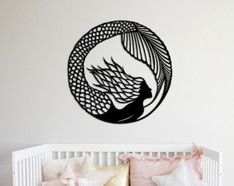 Mermaid Sign, Mermaid Metal Sign, Mermaid Metal Wall Art, Girls Room Metal Sign, Kids Room Metal Sign, Mermaid Gift Nautical Decor Bathroom