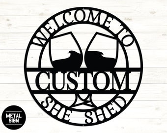 Letrero personalizado de She Shed, letreros personalizados de She Shed, letrero de cueva de mujer, letrero de metal de She Shed, regalo para ella, decoración de She Shed, letrero de jardín, regalo para mamá