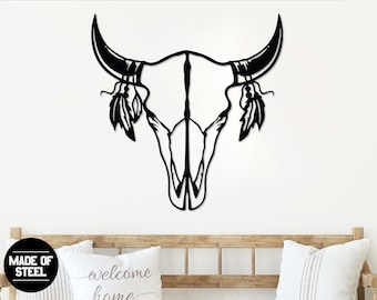 Metal Cow Skull Sign, Bull Skull Sign, Cow Skull Wall Art, Skull Art, Home Decor, Skull Decor, Southwestern Decor, Longhorn Sign, Ranch Art