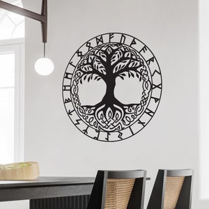 Viking Metal Wall Art, Yggdrasil Sign, Viking Wall Art, Tree Of Life Sign, Nordic Wall Art, Nordic Metal Sign, Icelandic Vegvisir Sign Art