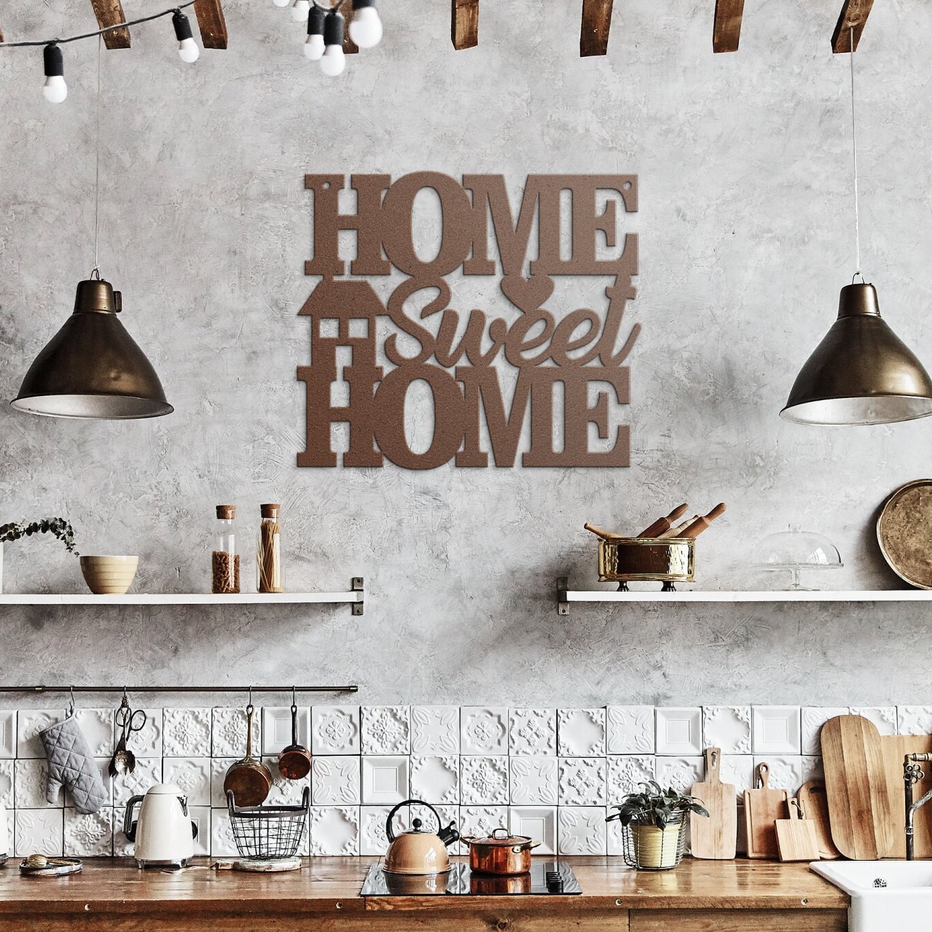 Home Sweet Home Sign Metal, Rustic Farmhouse Metal Wall Art, Entryway ...
