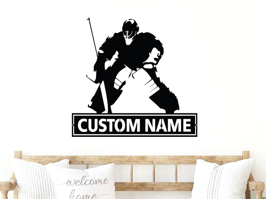 Custom Hockey Metal Sign, Hockey Goalie Wall Decor, Custom Name Hockey