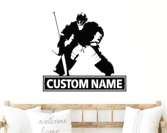 Custom Hockey Metal Sign, Hockey Goalie Wall Decor, Custom Name Hockey Sign, Ice Hockey Goalie Metal Art, Hockey Decor, Hockey Gifts For Boy