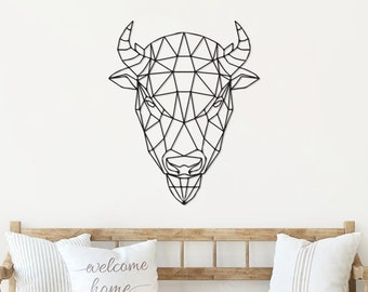 Bison Buffalo Metal Wall Art, Geometric Buffalo Sign Decoration For Room, Buffalo Home Decor, Bison Wall Decor, Bison Wall Art, Buffalo Sign