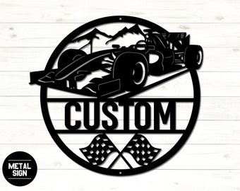 Arte de pared de metal de Fórmula 1, decoración de pared de coche de F1, decoración de coche de carreras, regalo para amantes de los coches, decoración de garaje, cartel de Fórmula 1, regalo de carreras, arte de coche de metal