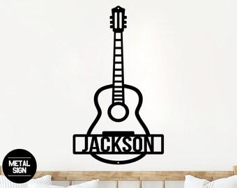 Personalized Guitar Metal Art, Custom Guitar Wall Art, Music Wall Art, Guitar Gifts, Guitar Metal Wall Decor, Acoustic Guitar Sign, Musician
