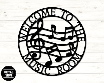 Letrero de sala de música personalizado, decoración de sala de música, letrero de metal para estudio de música, decoración musical personalizada, regalo de músico, letrero de guitarra, letrero de cantante, música