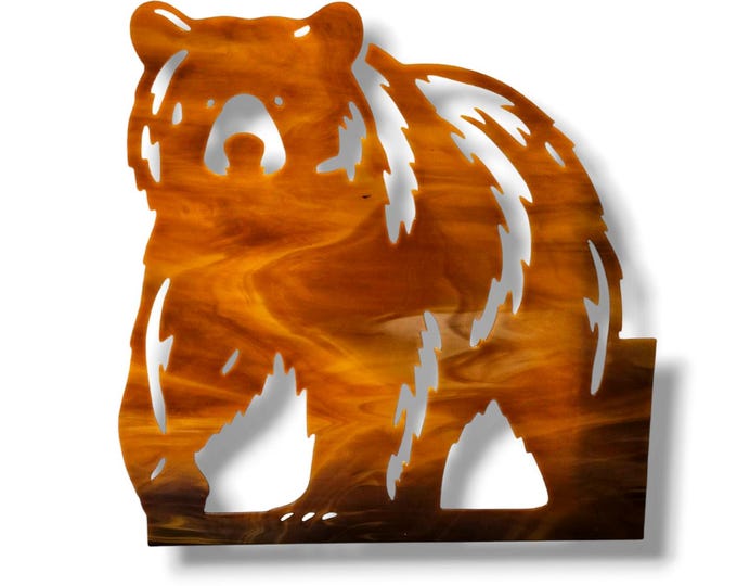 Fused Glass Bear Window Corner or Door Topper