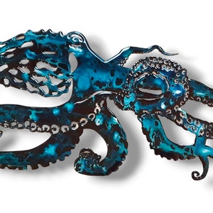 Midnight Hand Painted Octopus Metal Wall Hanging