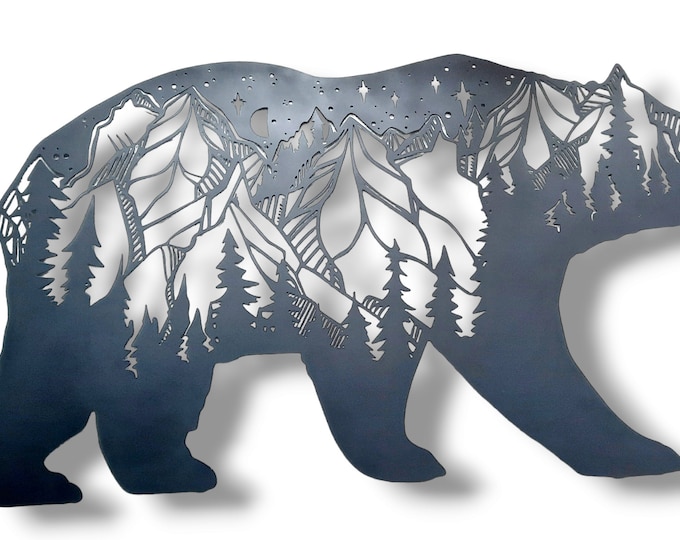 Large Westcoast Wild Metal Bear Wall Hanging