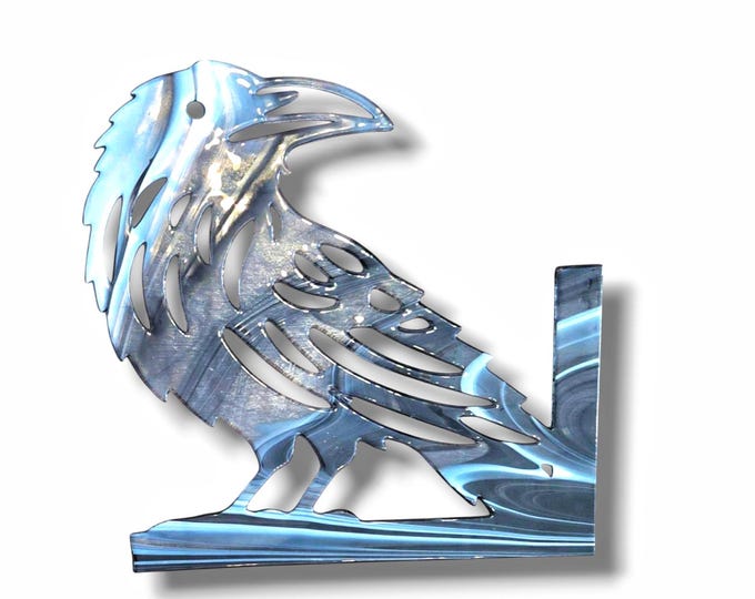 Fused Glass Midnight Raven Window Corner or Door Topper