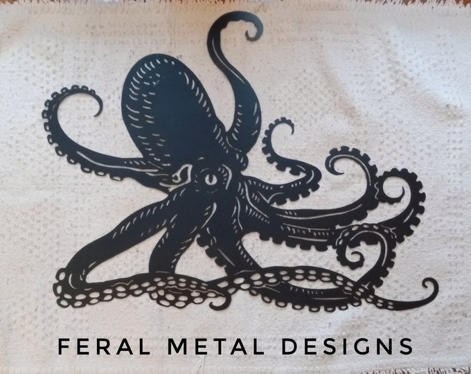 Large Black Metal Octopus Wall Hanging