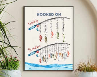 Hooked On Daddy Grandpa Papa Pop | Fathers Day Gift | Grandpa Gift | Gift For Him | Customized Dad Gift |  Fishing Gift | Birthday Gift Dad