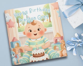 Personalized 1st Birthday Book, Custom Name Baby Storybook, First Birthday Keepsake Gift, Boy or Girl, Memory Book, Baby Shower Present