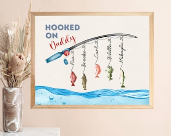 Hooked On Daddy Grandpa Papa Pop, Fathers Day Gift, Grandpa Gift, Gift For Him, Custom Dad Gift, Personalized Fishing, Birthday Gift Dad