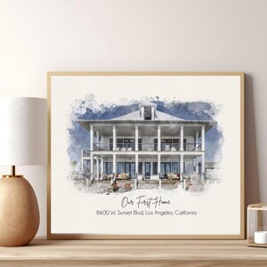 Custom Watercolor House Portrait: Personalized Art Print for Housewarming, New Home, or Realtor Gift