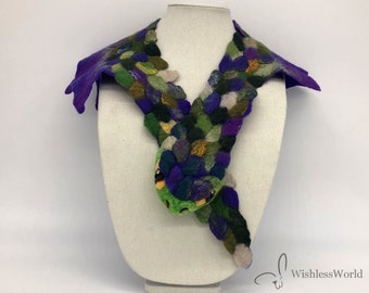 Dragon Scarf Mardi Gras - Merino Wool & Silk - cosplay renacimiento