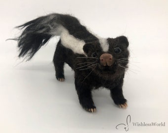 Aguja Felted Skunk Fiber Art Animal