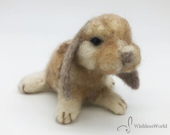 Needle Felted Lop Bunny - Tan
