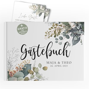 Groene Eucalyptus Boho - Een onvergetelijk gepersonaliseerd bruiloftsgastenboek, gefeliciteerd met gastenboekhuwelijk