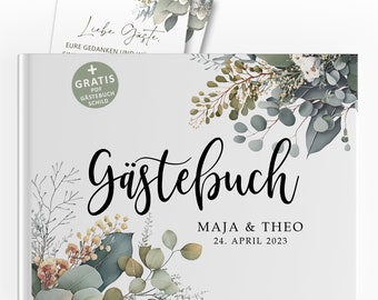 Green Eucalyptus Boho - An Unforgettable Personalized Wedding Guest Book, Congratulations for Guest Book Wedding
