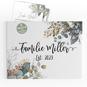 Personalized wedding guest books in vintage style - guest book to fill out, wedding greenery, guest book eucalyptus flowers