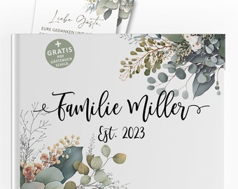 Personalisierte Hochzeitsgästebücher im Vintage-Stil - Gästebuch zum Ausfüllen, Hochzeit Greenery, Gästebuch Eukalyptus Blumen