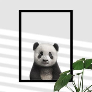 Baby Panda Poster Druck für Kinderzimmer - Wildtier Bild, Wand-Deko Babyzimmer Mädchen und Junge, Geschenk zur Geburt oder Taufe