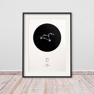 Geschenk Sternzeichen Löwe Poster - Sternenhimmel geschenk-Idee, Sinnvolle Geschenke zur Taufe, Geschenk Baby zum Geburt / 07