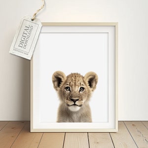 Baby Lion Mural for Kids Room - Jungle Theme Poster, Safari Baby Room Decoration for Girls Boy, Gift Idea, Instant Download