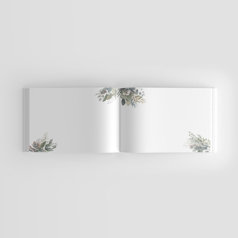 Gepersonaliseerd gastenboek voor de bruiloft groene eucalyptus boho vintage stijl voor pasgetrouwden, stevig hardcover boek voor felicitaties afbeelding 4