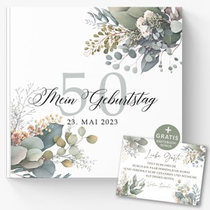 Originelle Geschenke zum 50. Geburtstag Frau - Geschenke-Ideen für Mama zum Geburtstag, Personalisiertes Gästebuch zum Ausfüllen ohne Fragen