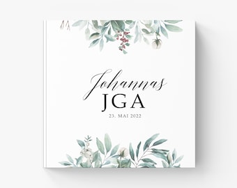 Personalisiertes JGA Geschenk für die Braut - Erinnerungsbuch für den Junggesellinnenabschied, Fotoalbum JGA, Gästebuch Blumen, JGA Album