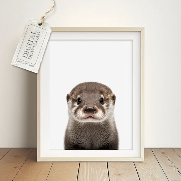 Baby Otter Photography for Baby Room - River Animals, Children's Room Poster Girl and Boy, Gift for Birth or Baptism, Instant Download